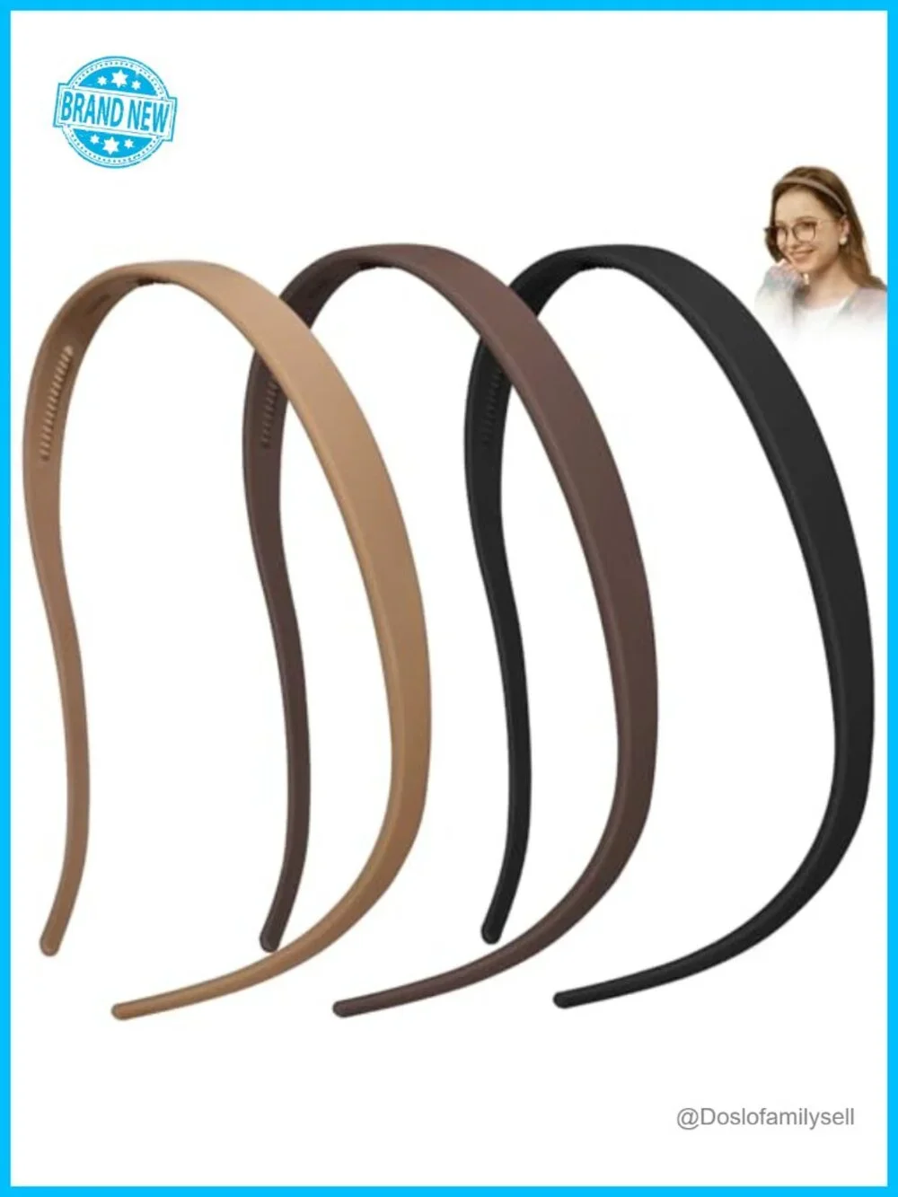 3 Pack No Pressure Headbands for Glasses, Flexible Plastic Hairbands with